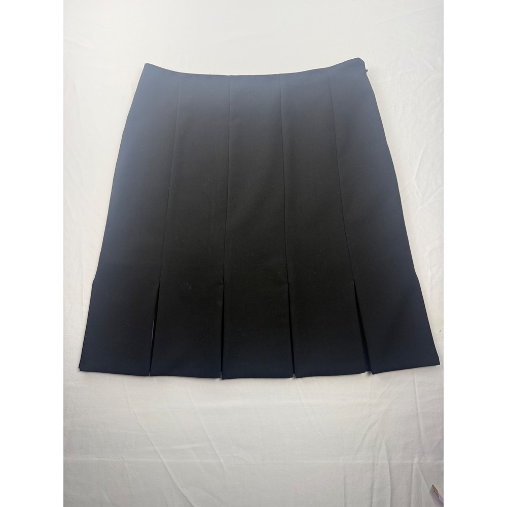 White House Black Market Black Pleated Hem Mini Skirt Size 0 Career Y2K